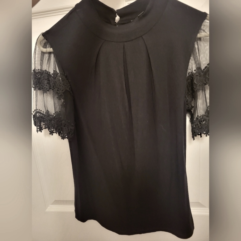 Black lace sleeve blouse